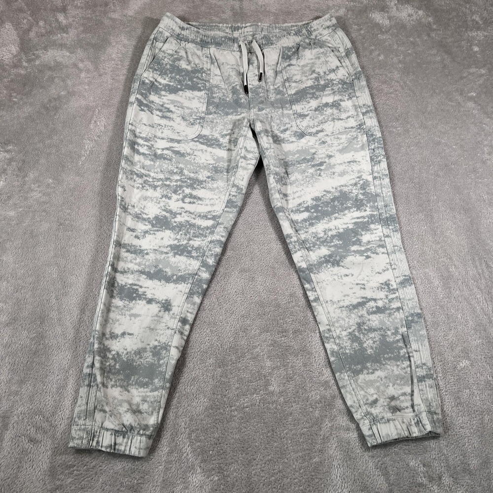 Athleta Farallon‎ Jogger Pants Womens Medium Gray White Camo Stretch Pockets